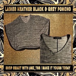 🔲🔳🔲 LADIES HEATHER BLACK & GREY PONCHO 🔲🔳🔲